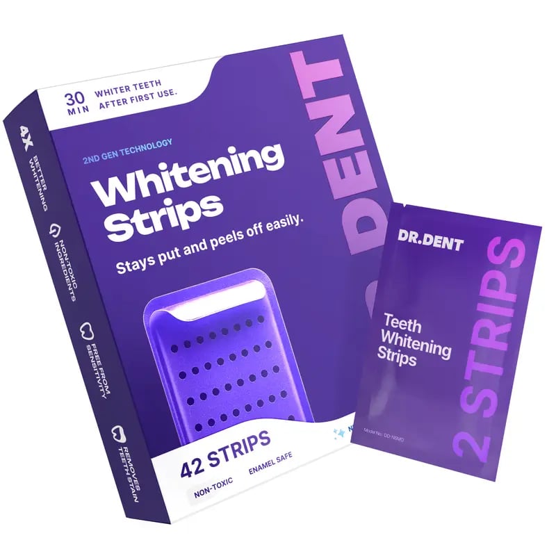 DRDENT Purple Teeth Whitening Strips - 7/21 Whitening Sessions - Safe for Enamel