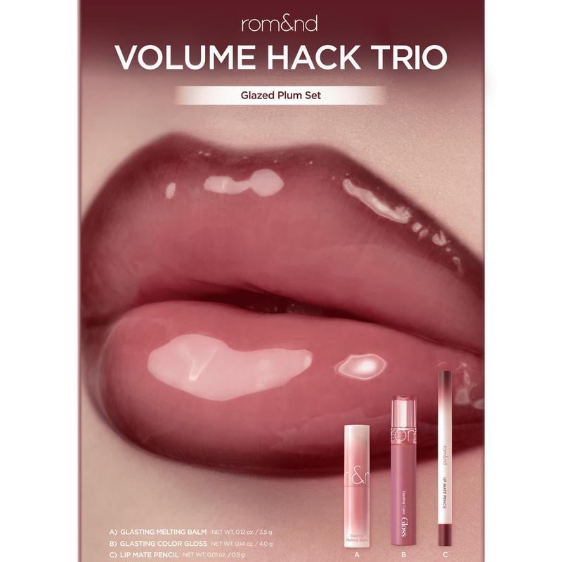 ๐ rom&nd LIP VOLUME HACK TRIO โ 3-in-1 Lip Set for Fuller. Juicy Lips | Pencil + Balm + Gloss