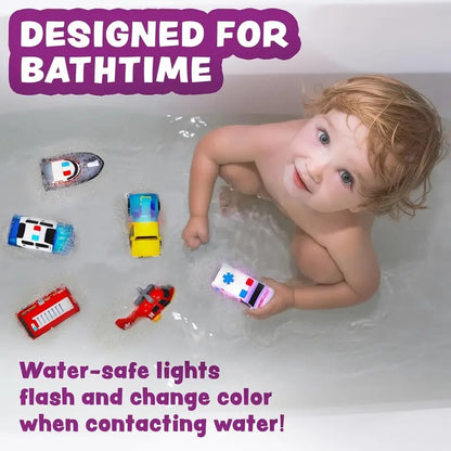 Tub Works Emergency Cars Light Up Bath Toys 6 Pack