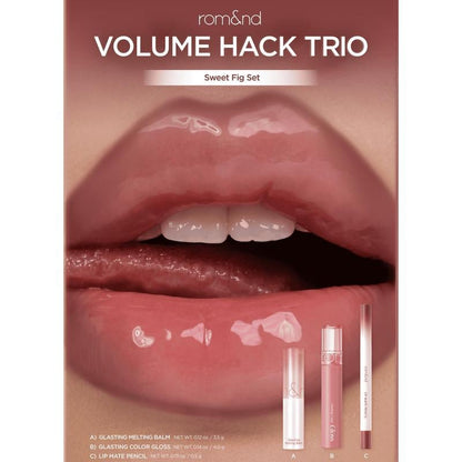 💋 rom&nd LIP VOLUME HACK TRIO – 3-in-1 Lip Set for Fuller. Juicy Lips | Pencil + Balm + Gloss