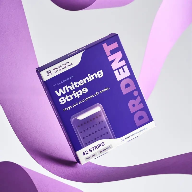 DRDENT Purple Teeth Whitening Strips - 7/21 Whitening Sessions - Safe for Enamel