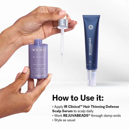 Scalp to Ends Duo. MONAT IR Clinical Hair Thinning Defense Serum + Rejuvabeads