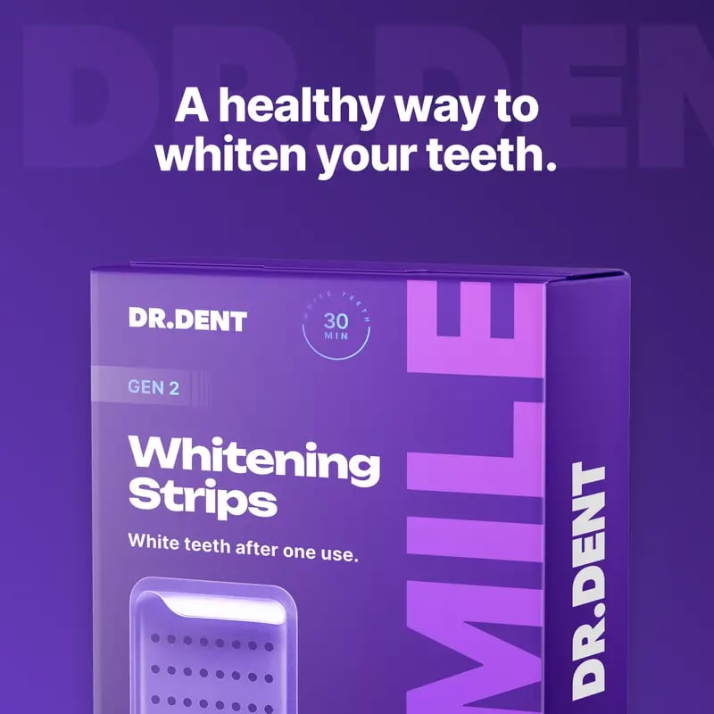 DRDENT Purple Teeth Whitening Strips - 7/21 Whitening Sessions - Safe for Enamel