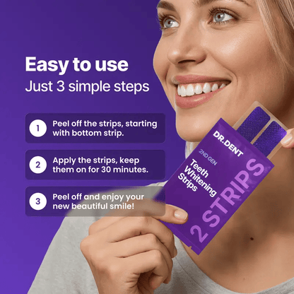 DRDENT Purple Teeth Whitening Strips - 7/21 Whitening Sessions - Safe for Enamel