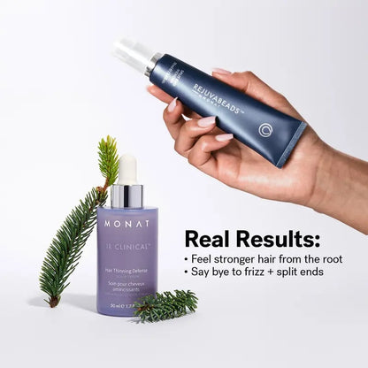 Scalp to Ends Duo. MONAT IR Clinical Hair Thinning Defense Serum + Rejuvabeads