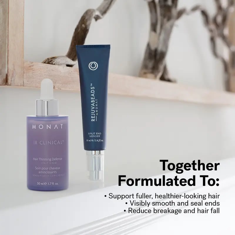 Scalp to Ends Duo. MONAT IR Clinical Hair Thinning Defense Serum + Rejuvabeads