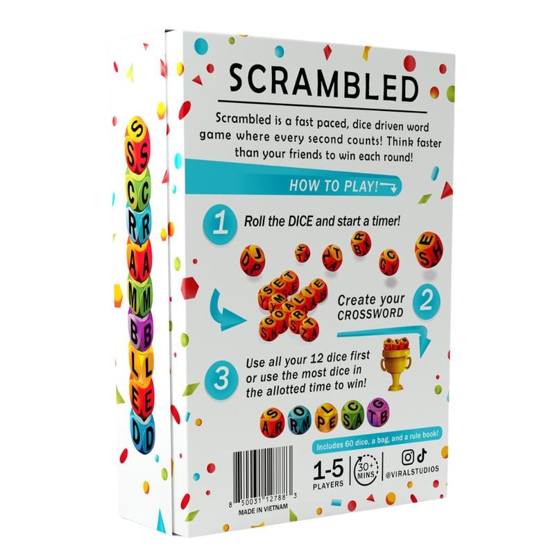 🎅Christmas Sale🎅 - Scrambled Dice Word Game for 1-5 Players Brain Exercise Party Game Ages 8+ Perfect for Parties and Family Game Nights