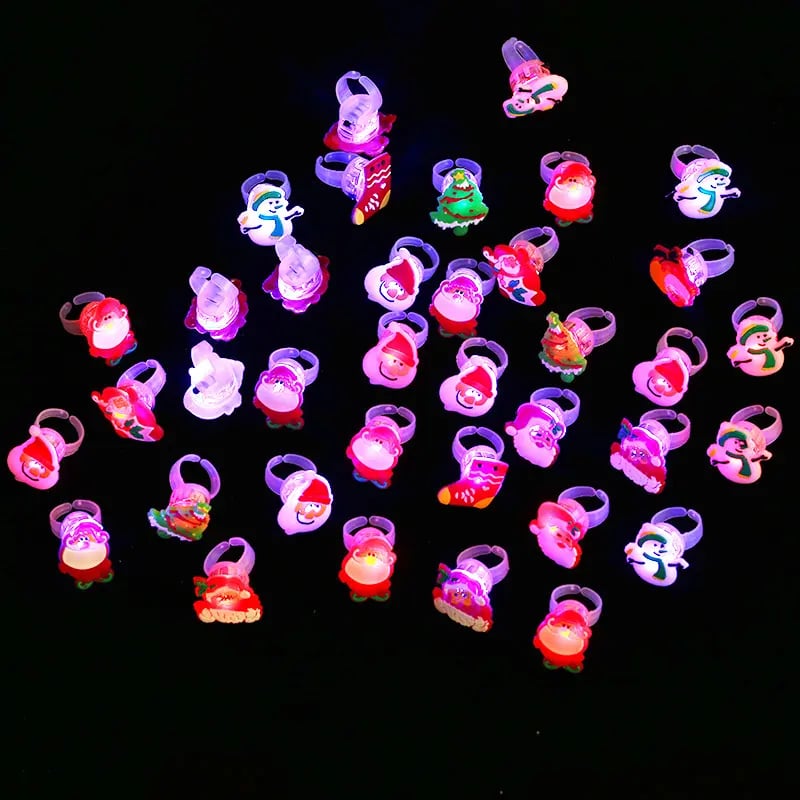50Pcs(+2pcs) Halloween Light Up Rings Party Favors Light Up Toys luminous Flash Finger LED Ring Blinking Jelly Rubber Ring for Kids Adults Christmas Gifts Plastic Spooky