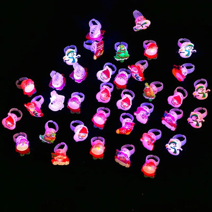 50Pcs(+2pcs) Halloween Light Up Rings Party Favors Light Up Toys luminous Flash Finger LED Ring Blinking Jelly Rubber Ring for Kids Adults Christmas Gifts Plastic Spooky